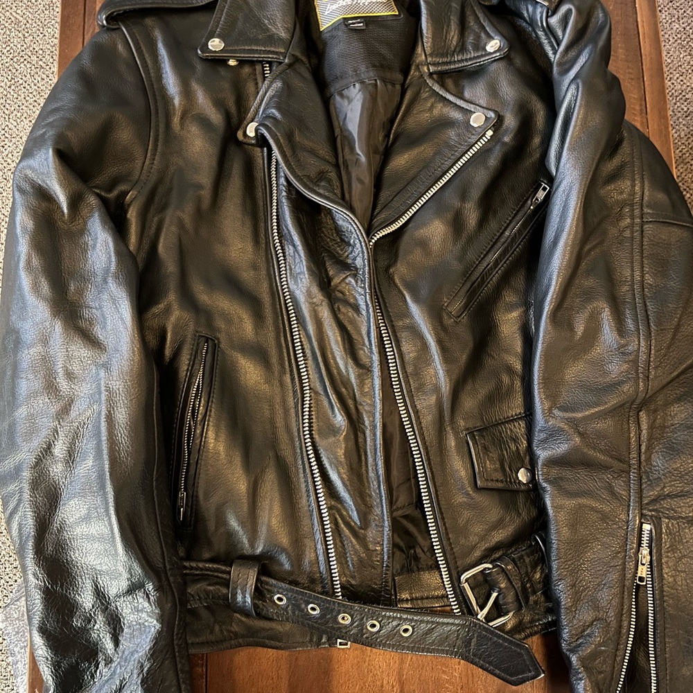 UNIK Leathers Classic Black Leather Jacket size 44L